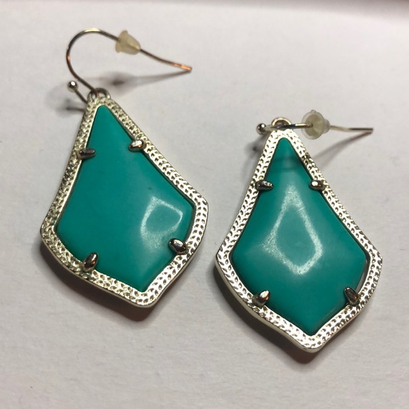 Kendra Scott Teal Gold Alex Earrings - Picture 2 of 3